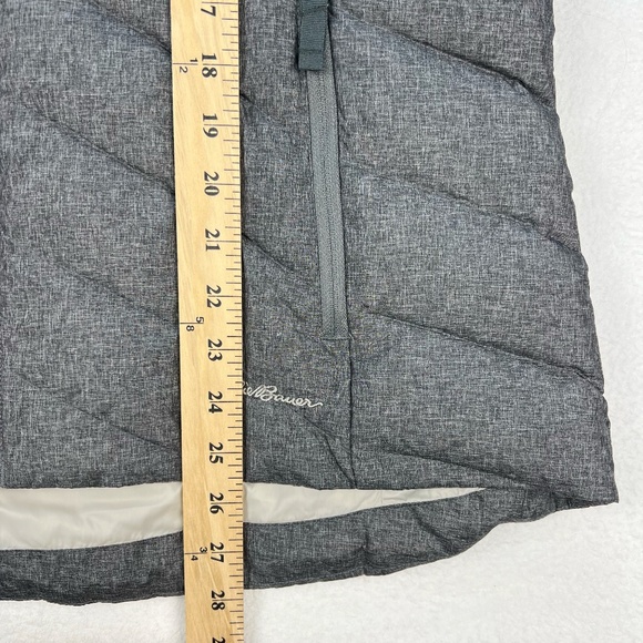 Eddie Bauer Down Puffer Vest Women LARGE Grey Jacket Removable Faux Fur Hood NWT - Picture 16 of 16